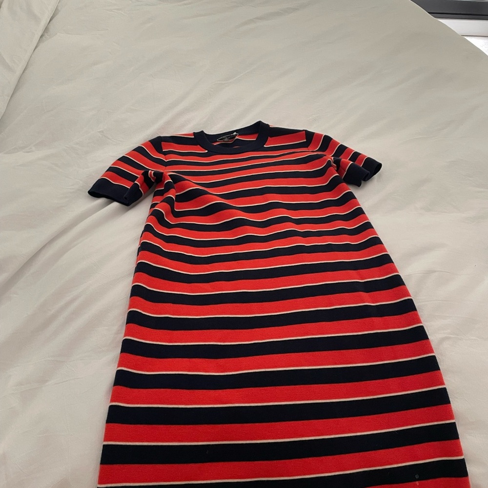 J crew wool Striped Red and Black Dress